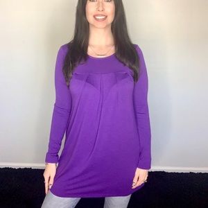 Purple long sleeve tunic top with pockets shirt